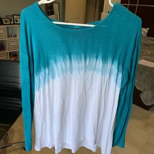 blue and white tie dye long sleeve